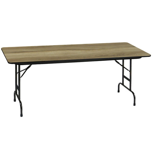 Correll 30" X 96" Premium Laminate 3/4" Colonial Hickory Adjustable Height High-Pressure Heavy-Duty Folding Table 1 Correll 30" X 96" Premium Laminate 3/4" Colonial Hickory Adjustable Height High-Pressure Heavy-Duty Folding Table