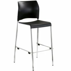 National Public Seating 8810B-11-10 Cafetorium 44 5/8" Black Stackable Bar Stool With Plastic Seat And Back