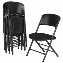 Lifetime 480621 Black Folding Padded Chair - 4/Pack -Lancaster Table & Seating Shop 1861977