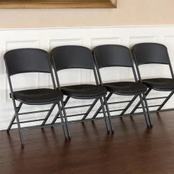 Lifetime 480621 Black Folding Padded Chair - 4/Pack -Lancaster Table & Seating Shop 1861979