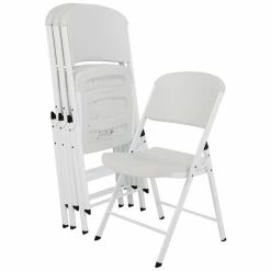Lifetime 80359 White Contoured Folding Chair - 4/Pack -Lancaster Table & Seating Shop 1864975