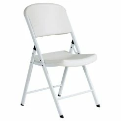 Lifetime 80359 White Contoured Folding Chair - 4/Pack -Lancaster Table & Seating Shop 1864976