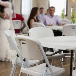 Lifetime 80359 White Contoured Folding Chair - 4/Pack -Lancaster Table & Seating Shop 1864980