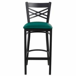 Lancaster Table & Seating Black Finish Cross Back Bar Stool With 2 1/2" Green Vinyl Padded Seat 9 Lancaster Table & Seating Black Finish Cross Back Bar Stool With 2 1/2" Green Vinyl Padded Seat -Lancaster Table & Seating Shop 1866398