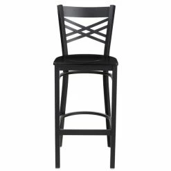 Lancaster Table & Seating Black Finish Cross Back Bar Stool With Black Wood Seat -Lancaster Table & Seating Shop 1866458