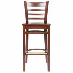 Lancaster Table & Seating Mahogany Finish Wooden Ladder Back Bar Height Chair -Lancaster Table & Seating Shop 1866788