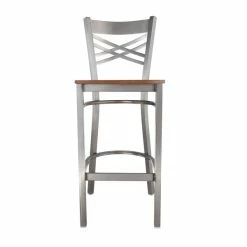 Lancaster Table & Seating Clear Coat Finish Cross Back Bar Stool With Antique Walnut Wood Seat -Lancaster Table & Seating Shop 1866798