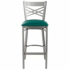 Lancaster Table & Seating Clear Coat Finish Cross Back Bar Stool With 2 1/2" Green Vinyl Padded Seat 9 Lancaster Table & Seating Clear Coat Finish Cross Back Bar Stool With 2 1/2" Green Vinyl Padded Seat -Lancaster Table & Seating Shop 1866810