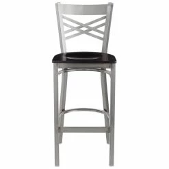 Lancaster Table & Seating Clear Coat Finish Cross Back Bar Stool With Black Wood Seat -Lancaster Table & Seating Shop 1866816
