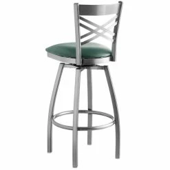 Lancaster Table & Seating Clear Coat Finish Cross Back Swivel Bar Stool With 2 1/2" Green Vinyl Padded Seat 6 Lancaster Table & Seating Clear Coat Finish Cross Back Swivel Bar Stool With 2 1/2" Green Vinyl Padded Seat -Lancaster Table & Seating Shop 1867054