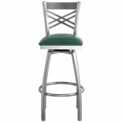 Lancaster Table & Seating Clear Coat Finish Cross Back Swivel Bar Stool With 2 1/2" Green Vinyl Padded Seat 7 Lancaster Table & Seating Clear Coat Finish Cross Back Swivel Bar Stool With 2 1/2" Green Vinyl Padded Seat -Lancaster Table & Seating Shop 1867055