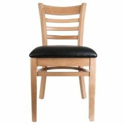 Lancaster Table & Seating Natural Finish Wooden Ladder Back Chair With 2 1/2" Padded Seat -Lancaster Table & Seating Shop 1867188