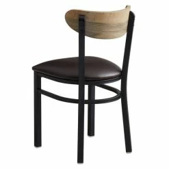 LT&S Boomerang Series Lancaster Table & Seating Boomerang Black Finish Chair With 2 1/2" Dark Brown Vinyl Padded Seat And Driftwood Back -Lancaster Table & Seating Shop 1870066