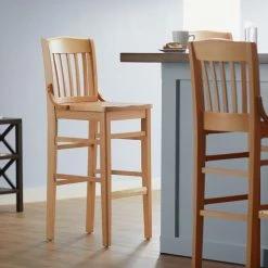 Lancaster Table & Seating Natural School House Bar Height Chair