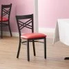 Lancaster Table & Seating Black Finish Cross Back Chair With 2 1/2" Red Vinyl Padded Seat