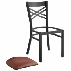 Lancaster Table & Seating Black Finish Cross Back Chair With 2 1/2" Burgundy Vinyl Padded Seat 7 Lancaster Table & Seating Black Finish Cross Back Chair With 2 1/2" Burgundy Vinyl Padded Seat -Lancaster Table & Seating Shop 1894669