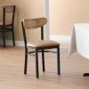 LT&S Boomerang Series Lancaster Table & Seating Boomerang Black Finish Chair With 2 1/2" Light Brown Vinyl Padded Seat And Driftwood Back