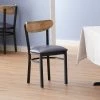 LT&S Boomerang Series Lancaster Table & Seating Boomerang Black Finish Chair With 2 1/2" Navy Vinyl Padded Seat And Driftwood Back