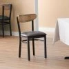 LT&S Boomerang Series Lancaster Table & Seating Boomerang Black Finish Chair With 2 1/2" Dark Brown Vinyl Padded Seat And Driftwood Back