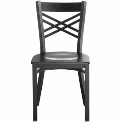Lancaster Table & Seating Black Finish Cross Back Chair With Black Wood Seat -Lancaster Table & Seating Shop 1895249