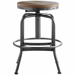 Lancaster Table & Seating Screw Top Adjustable Height Clear Coat Barstool With Driftwood Seat -Lancaster Table & Seating Shop 1900689
