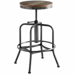 Lancaster Table & Seating Screw Top Adjustable Height Clear Coat Barstool With Driftwood Seat -Lancaster Table & Seating Shop 1900690