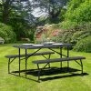 Flash Furniture RB-EBB-1470FD-GG 53 3/4" X 58 1/4" Charcoal Plastic Folding Table With 2 Benches