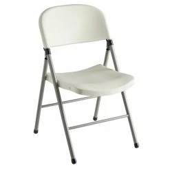 Lancaster Table & Seating Almond Contoured Injection Molded Folding Chair With Charcoal Frame
