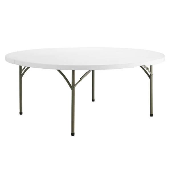 Lancaster Table & Seating 72" Round Heavy-Duty Granite White Plastic Folding Table 2 Lancaster Table & Seating 72" Round Heavy-Duty Granite White Plastic Folding Table - Image 2