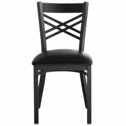 Lancaster Table & Seating Black Finish Cross Back Chair With 2 1/2" Black Vinyl Padded Seat -Lancaster Table & Seating Shop 1913375