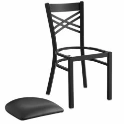 Lancaster Table & Seating Black Finish Cross Back Chair With 2 1/2" Black Vinyl Padded Seat -Lancaster Table & Seating Shop 1913377
