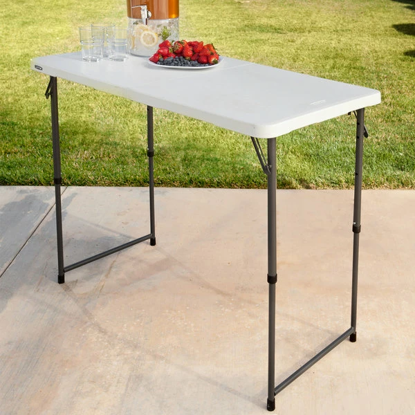 Lifetime 4428 48" X 24" White Granite Plastic Light-Duty Adjustable Fold-In-Half Table 1 Lifetime 4428 48" X 24" White Granite Plastic Light-Duty Adjustable Fold-In-Half Table