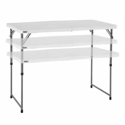 Lifetime 4428 48" X 24" White Granite Plastic Light-Duty Adjustable Fold-In-Half Table 6 Lifetime 4428 48" X 24" White Granite Plastic Light-Duty Adjustable Fold-In-Half Table -Lancaster Table & Seating Shop 1914840