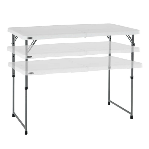 Lifetime 4428 48" X 24" White Granite Plastic Light-Duty Adjustable Fold-In-Half Table 3 Lifetime 4428 48" X 24" White Granite Plastic Light-Duty Adjustable Fold-In-Half Table - Image 3