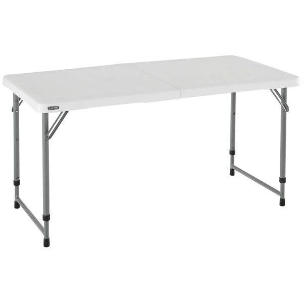 Lifetime 4428 48" X 24" White Granite Plastic Light-Duty Adjustable Fold-In-Half Table 2 Lifetime 4428 48" X 24" White Granite Plastic Light-Duty Adjustable Fold-In-Half Table - Image 2