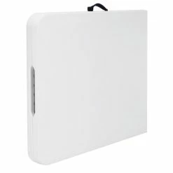 Lifetime 4534 60" X 28" White Granite Plastic Light-Duty Fold-In-Half Table -Lancaster Table & Seating Shop 1914992