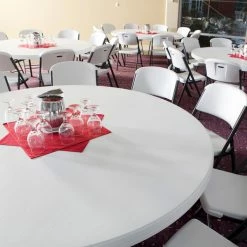 Lifetime 22673 72" Round White Granite Plastic Folding Table -Lancaster Table & Seating Shop 1915003