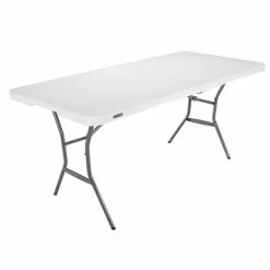Lifetime 25011 72 3/16" X 30" White Granite Plastic Light-Duty Fold-In-Half Table -Lancaster Table & Seating Shop 1915076