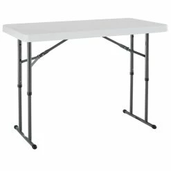 Lifetime 80160 48" X 24" White Granite Adjustable Plastic Folding Table -Lancaster Table & Seating Shop 1915221
