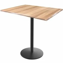 Holland Bar Stool OD214-2230BWOD3048NAT EnduroTop 30" X 48" Natural Wood Laminate Indoor / Outdoor Standard Height Table With Round Base