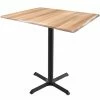 Holland Bar Stool OD211-3042BWOD3048NAT EnduroTop 30" X 48" Natural Wood Laminate Indoor / Outdoor Bar Height Table With Cross Base