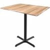 Holland Bar Stool OD211-3030BWOD3048NAT EnduroTop 30" X 48" Natural Wood Laminate Indoor / Outdoor Standard Height Table With Cross Base