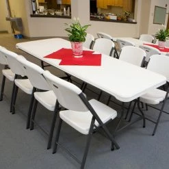 Lifetime 280299 96" X 30" White Granite Plastic Nesting Folding Table -Lancaster Table & Seating Shop 1917296