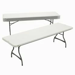 Lifetime 80707 96" X 30" Almond Plastic Nesting Folding Table - 4/Pack -Lancaster Table & Seating Shop 1917328