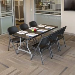 Lifetime 280350 72" X 30" Black Plastic Nesting Folding Table -Lancaster Table & Seating Shop 1917382