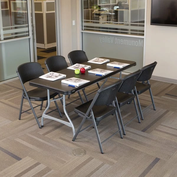 Lifetime 480350 72" X 30" Black Plastic Nesting Folding Table - 4/Pack 4 Lifetime 480350 72" X 30" Black Plastic Nesting Folding Table - 4/Pack - Image 4