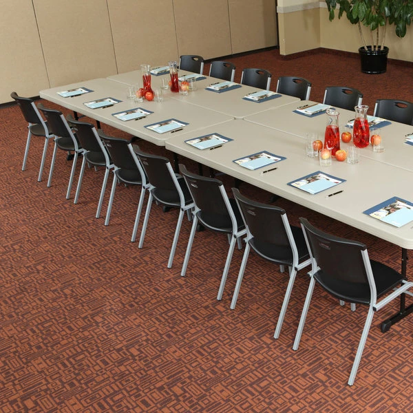 Lifetime 80250 96" X 30" Almond Plastic Professional-Grade Plastic Folding Table 4 Lifetime 80250 96" X 30" Almond Plastic Professional-Grade Plastic Folding Table - Image 4