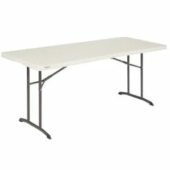Lifetime 80382 72" X 30" Almond Plastic Fold-In-Half Table 4 Lifetime 80382 72" X 30" Almond Plastic Fold-In-Half Table -Lancaster Table & Seating Shop 1917424