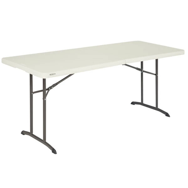 Lifetime 80382 72" X 30" Almond Plastic Fold-In-Half Table 2 Lifetime 80382 72" X 30" Almond Plastic Fold-In-Half Table - Image 2