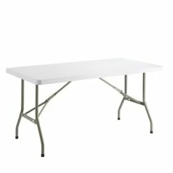 Lancaster Table & Seating 30" X 60" Heavy-Duty Granite White Plastic Folding Table